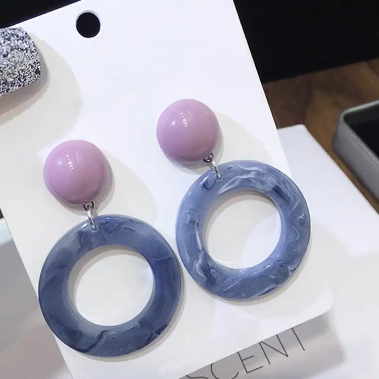 MENGJIQIAO 2018 New Korean Statement Acrylic Circle Big Earrings For Women Bijoux Vintage Geometric Dangle Pendientes Mujer Moda | Украшения