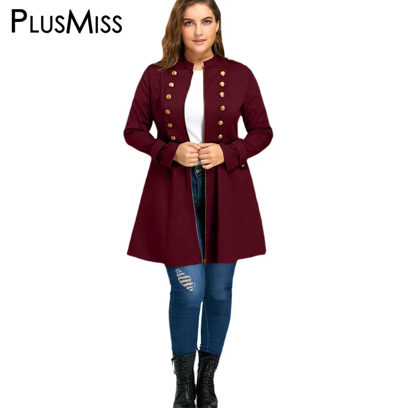 Plus Size 5XL Autumn Winter 2017 Double Breasted Flare Coat Women Oversized Zipper Trench Windbreaker Female Outerwear | Женская одежда