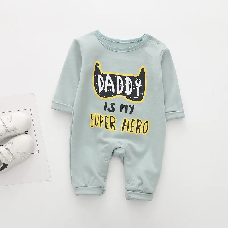 Daddy is my super hero/Детские хлопковые комбинезоны с длинными рукавами на осень-весну 4