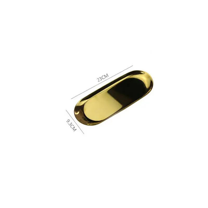 gold large Нордический Овальный металлический поднос для ювелирных изделий, настольный органайзер, украшение для кухни, плато для хранения продуктов, золотые и серебряные украшения - Цвет: gold large