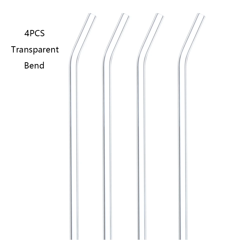 transparent Bend 4 шт./компл. Новая полезная многоразовая прямая изгиб пирекс стекляная соломинка для питья пипетка Свадебная вечеринка барная посуда - Цвет: transparent Bend
