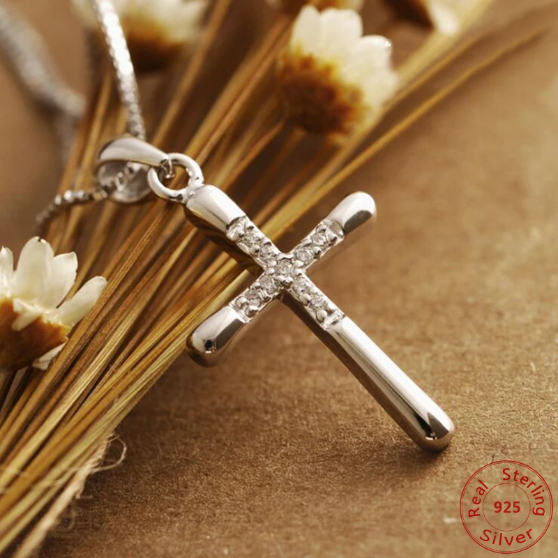 Ожерелье женское из серебра 925 пробы с кулоном крестом|Ожерелья| |