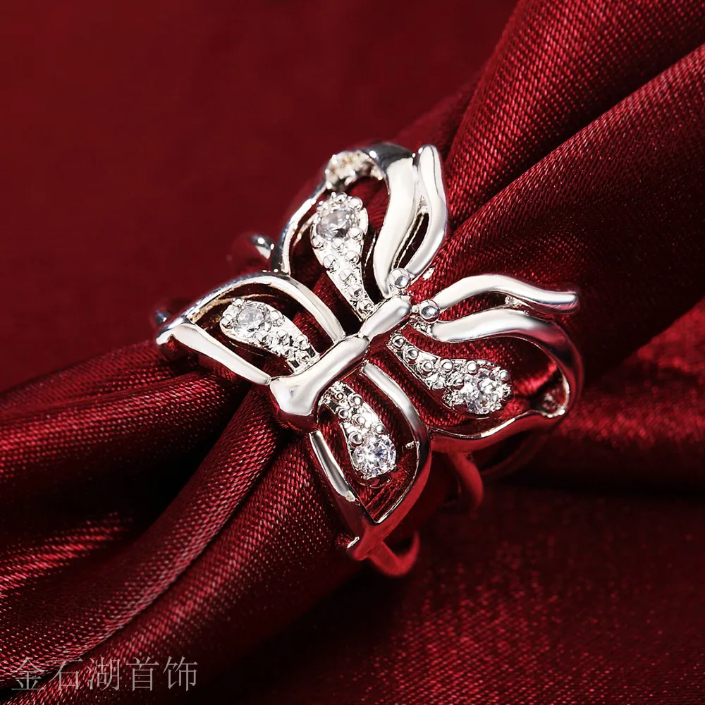 Женское серебряное кольцо в виде бабочки R035|Кольца| |