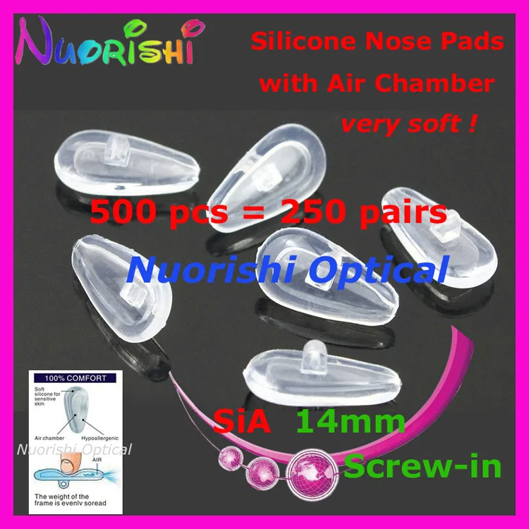 SiA14 Screw 500pcs Супер мягкий с воздушной камерой силиконовые Носовые фиксирующие накладки очков очки Очки винт-в push-In Air Носовые фиксирующие накладки Аксессуары; - Цвет оправы: SiA14 Screw 500pcs