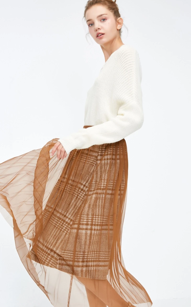 Vero Moda Новая женская OL Gauzy двухъярусная юбка из ткани | 318416509