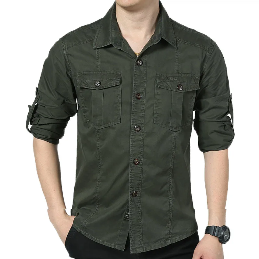 Мужская рубашка с длинными рукавами на весну и осень Униформа Военная униформа