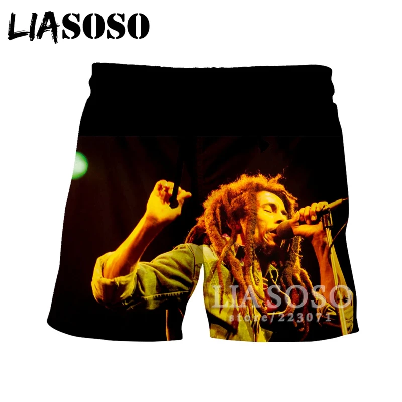LIASOSO Summer New Men Women Fashion Shorts 3D Print Singer Bob Marley Beach Fitness Unisex Casual Loose A188-08 | Мужская одежда