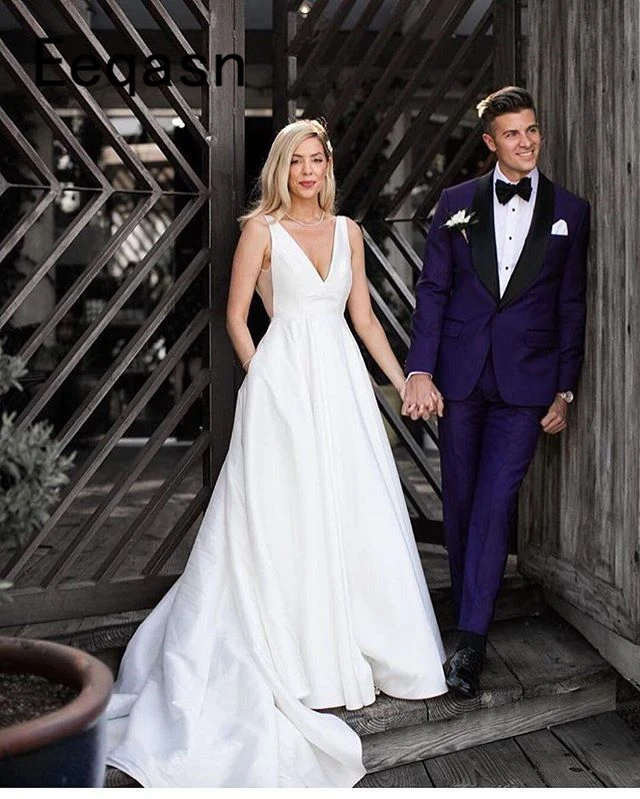 Длинное ТРАПЕЦИЕВИДНОЕ свадебное платье без рукавов с v образным вырезом