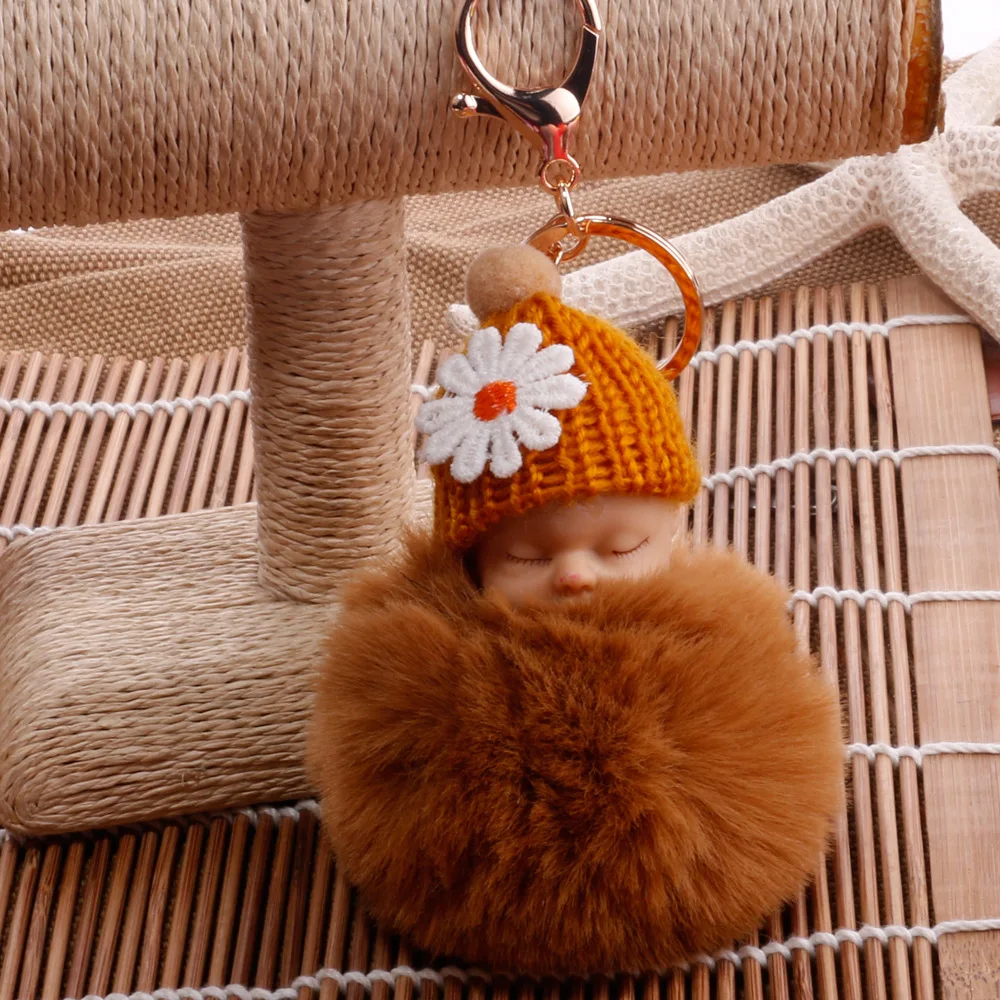 Цветы Key Holder Bagcharm изделия Baby Doll брелок ноги куклы помпоном поддельные меха