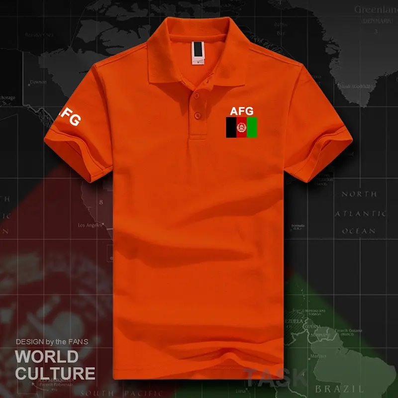 Afghan polo рубашки мужские с коротким рукавом белые бренды напечатаны для страны хлопок национальная команда флаг AFG ислам пашто - Цвет: polo-Orange