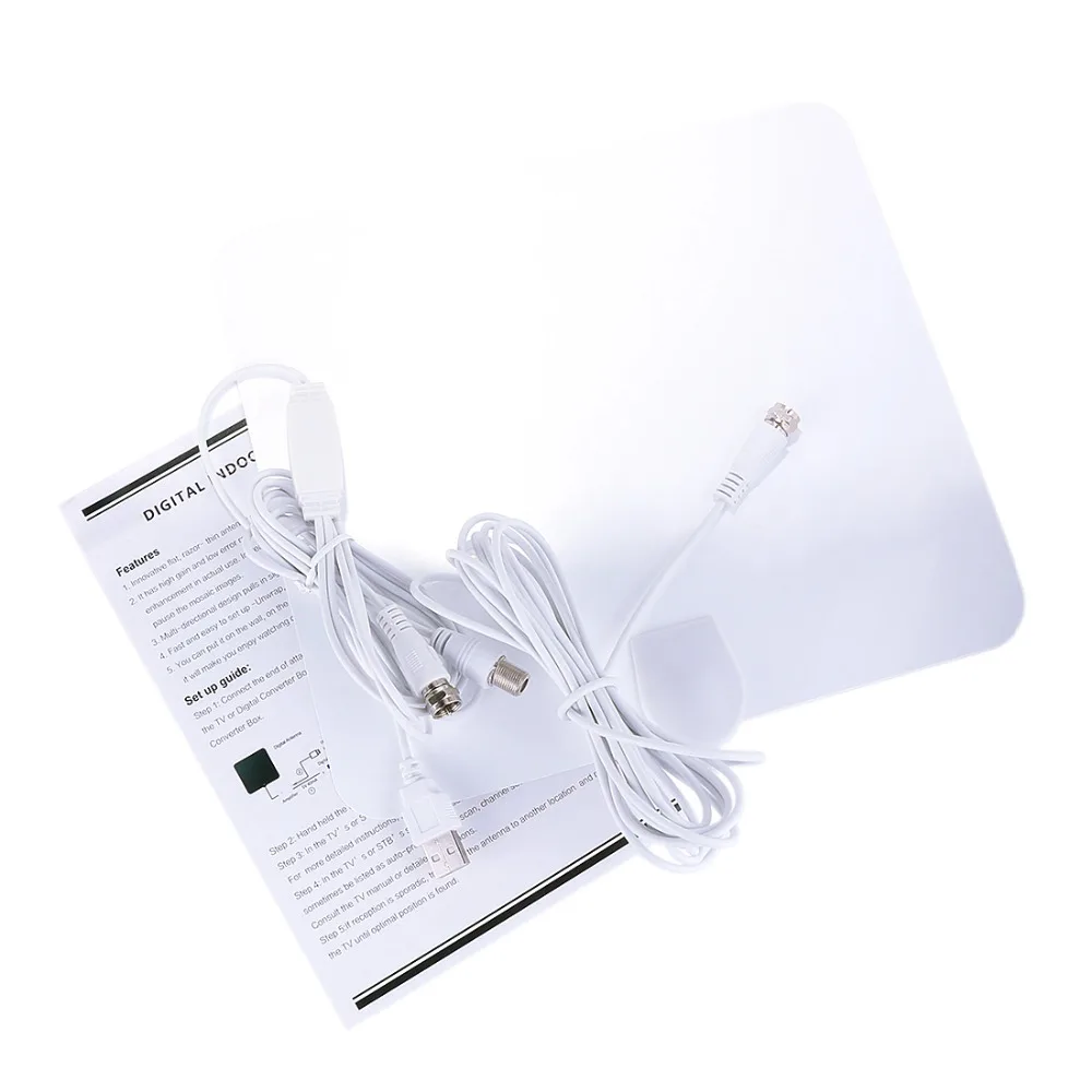 Комнатная цифровая ТВ-антенна 80 миль HD с усилителем сигнала кабель для ТВ поиска