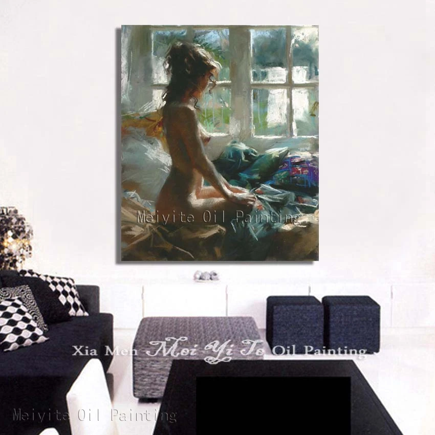 

Nude Girl Nice Body Sit In Front the Window Sexy Girl Wall Pircture Home Decoration Cheap Modern Paintings Hand Painted