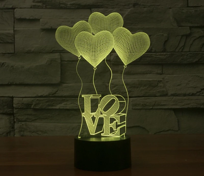 Valentine's day four LOVE3D lights colorful touch vision stereo lights energy saving gradient desk lamp night
