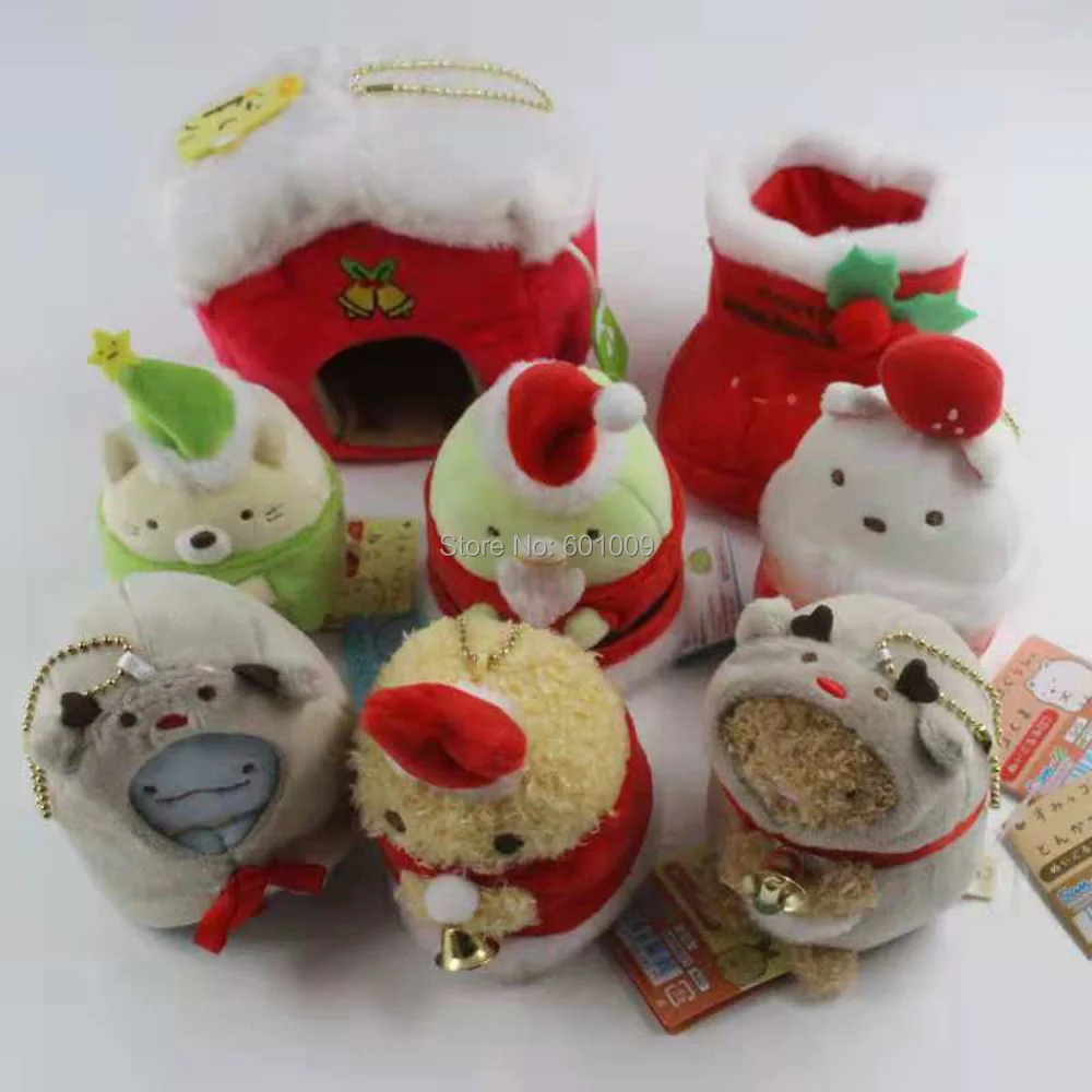 8 шт./компл. Новый Рождество версия Sumikko Gurashi плащ красный Кепки 9 см Брелок