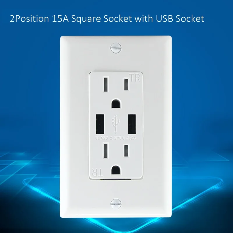 USSeries стандартная настенная розетка с переключателем 1 банда 1Way 2 банды 1Way USB розетка - Цвет: USB Socket 15A