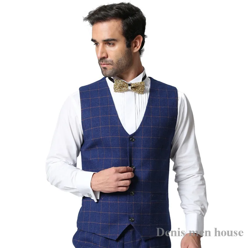 2017 высокое качество синий мужской жилет для свадьбы выпускного вечера на заказ