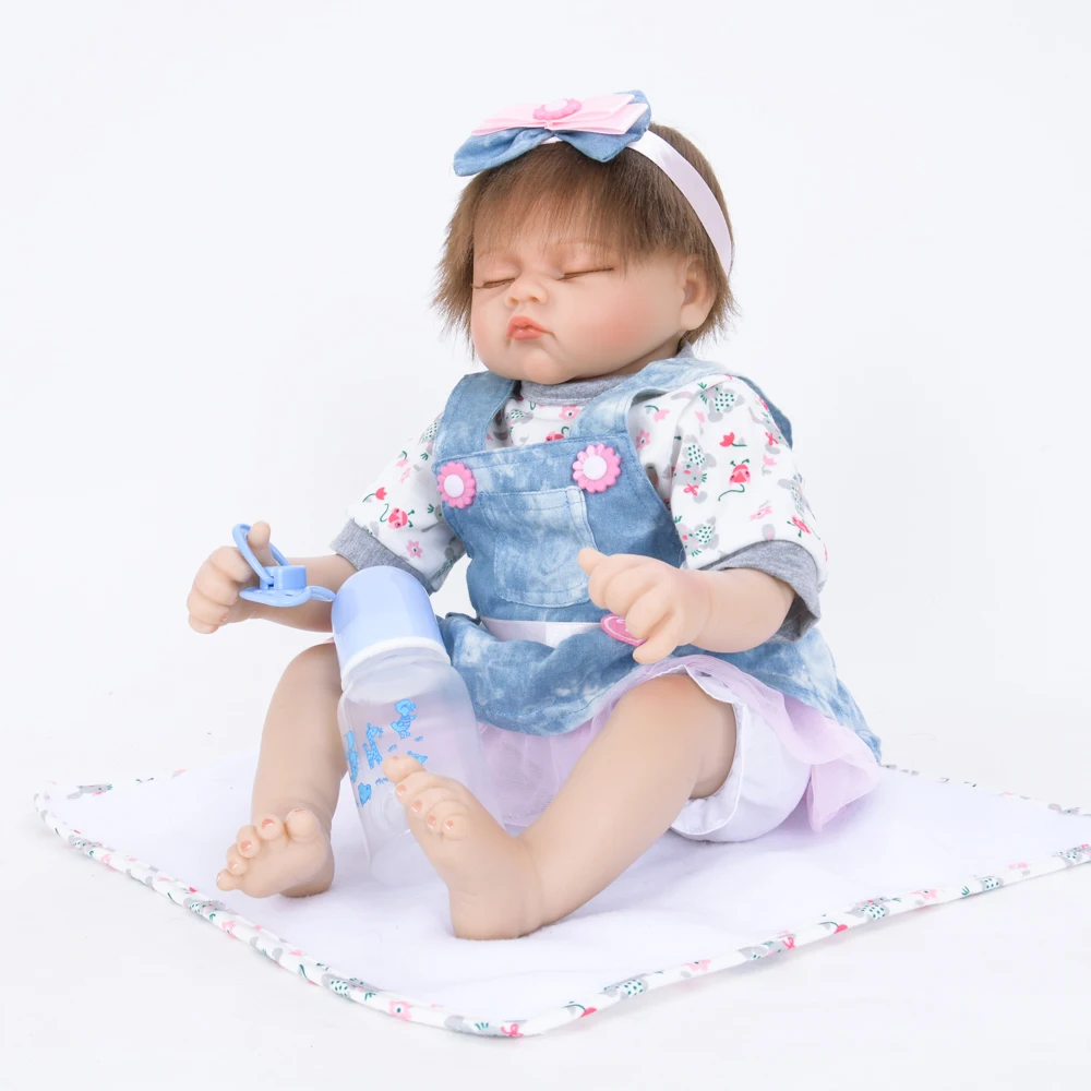 55 см настоящая ткань тело девочка Reborn Baby 22 дюйма силиконовые куклы реалистичные