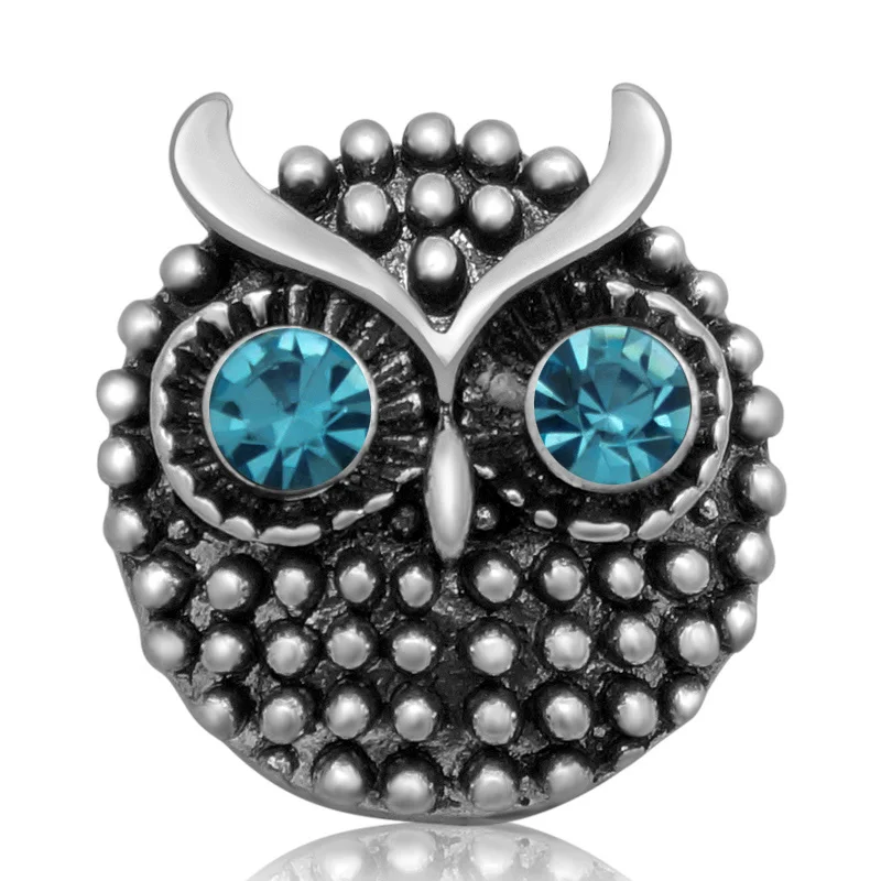 Hot KZ1185 Elegant Vintage Owl 4 Colors 18mm snap buttons fit DIY snaps bracelets necklaces jewelry wholesale trendy | Украшения и