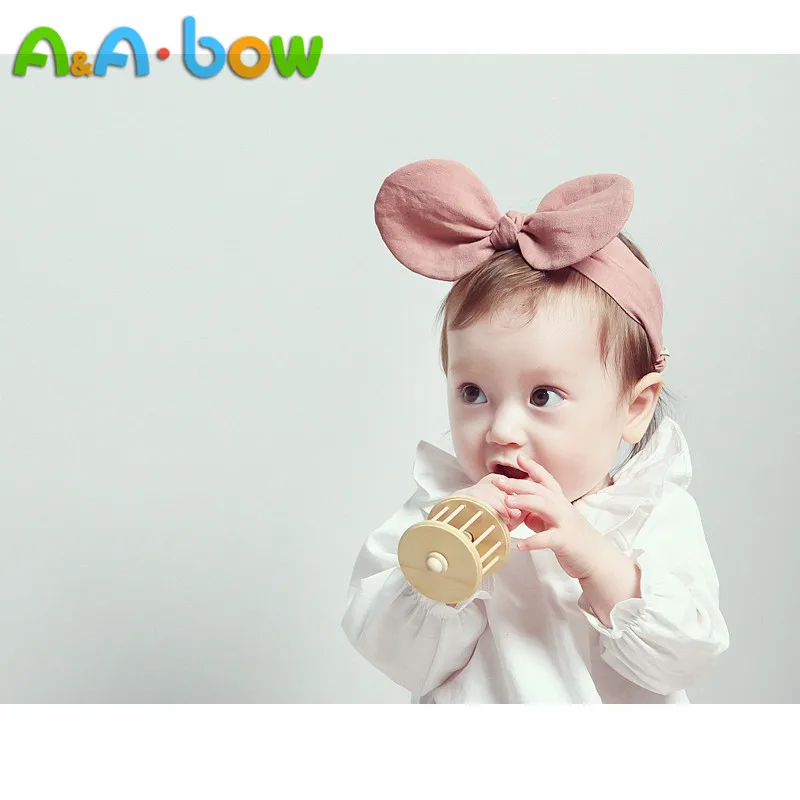 Diadema rosa de 2 colores para ni&ntilde;a, turbante de tela de algod&oacute;n con lazo, diadema con tela el&aacute;stica, accesorios para el cabello, 1 ud.-5