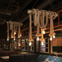vintage rope pendant lights lamp loft creative personality industrial lamp edison bulb american style for living room decoration