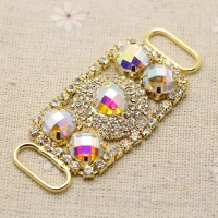 6.3*2 см небольшой красочный Rhinestone Аппликация Золотая База ремень аппликация пришить со стразами для вечеринки свадебное платье украшения - Цвет: crystal ab
