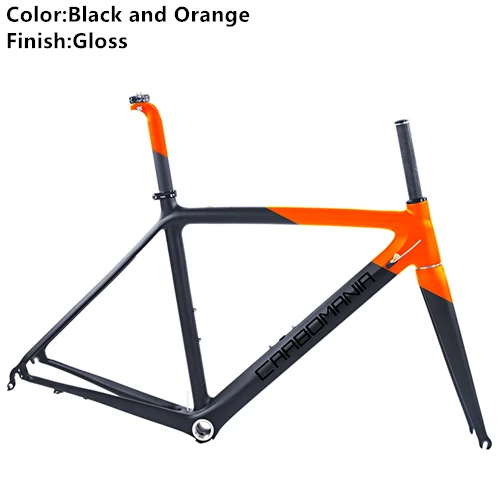 Black and Orange Gls Карбоновая рама для дорожного велосипеда, Ультралегкая 980g 700c, рама для дорожного велосипеда Di2, механическая рама для дорожного велосипеда, велосипедная Рама в комплекте, BSA 68 мм V тормоз - Цвет: Black and Orange Gls