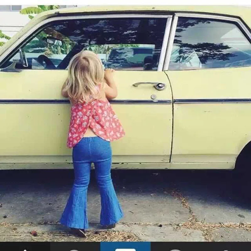 Girls Baby Retro Soft Elastic Denim Flare Pants Children Jeans | Мать и ребенок