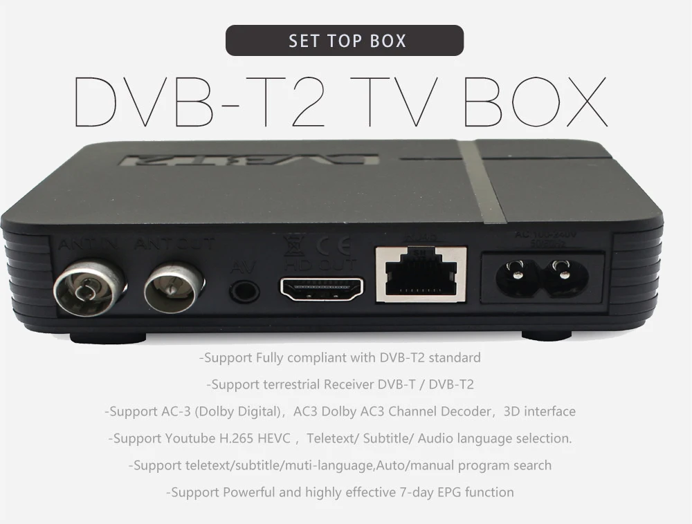 Мини DVB-T2 H.265/HEVC Полный совместимый DVB-T/H264 DVB T2 H265 Hevc Dolby AC3 IPTV Youtube эфирный цифровой тюнер K2 MAX