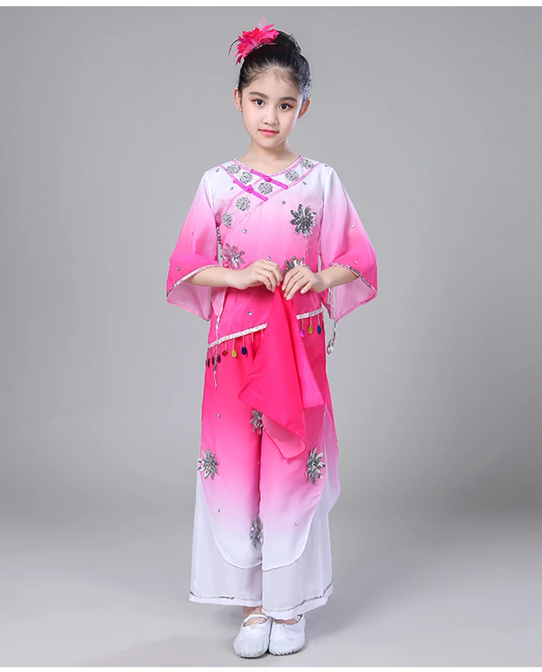 Детский костюм для танца Yangko традиционная фолк Одежда танцев девочек элегантный