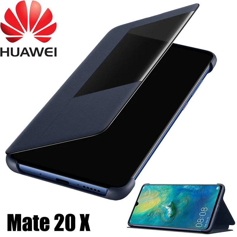 Официальный флип-чехол для Huawei Mate 20 X, кожаный чехол для Huawei Mate 20 X, умный сенсорный чехол с окном, чехол для телефона Mate 20X, чехлы для телефонов