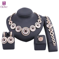 dubai gold color jewelry sets necklace earrings bracelet ring round sets for women costume accessories wedding bridal gift