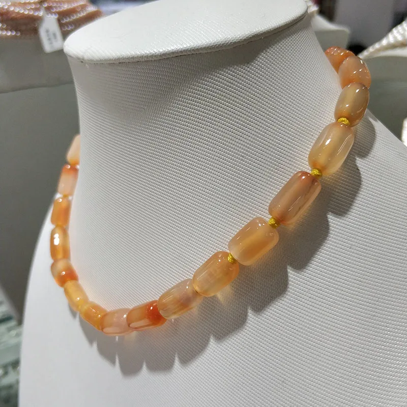 JYX 618 promotion Natural Agate Necklace with pearls 14x8mm Irregular shape Gemstone Necklaces 16” Jewelry elegant | Украшения и
