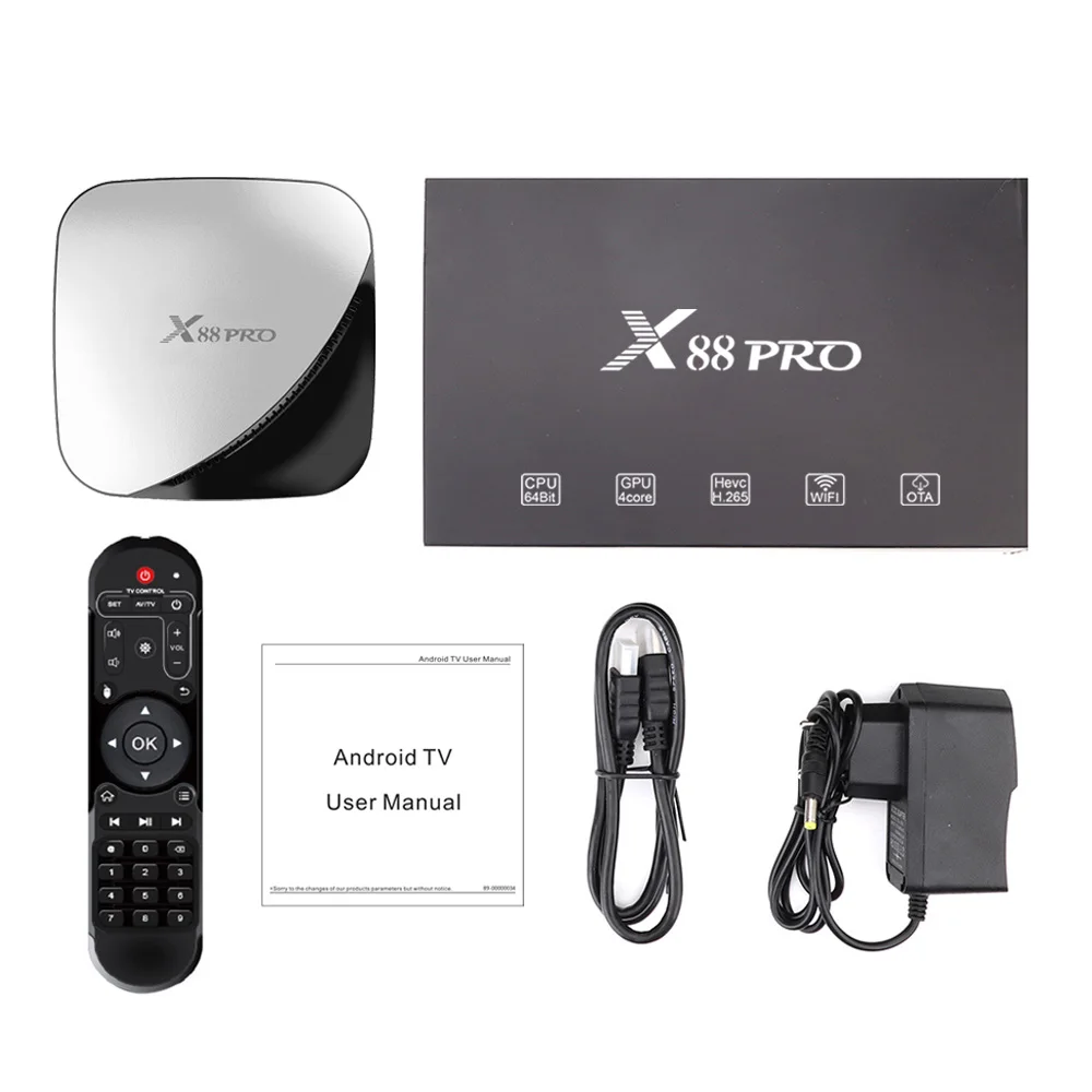 ТВ приставка X88 pro с Android 9 0 4 Гб ОЗУ 64 ГБ голосовой помощник Google четырехъядерный
