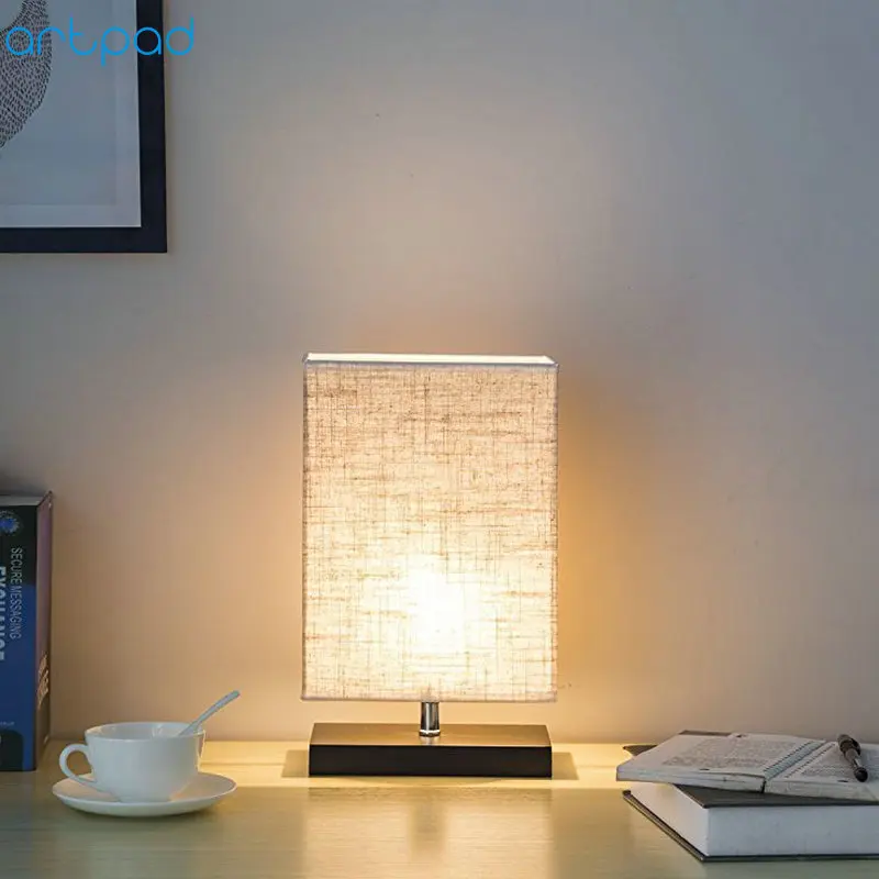 Bedroom Bedside Table Lamp Cloth Lampshade Wood Base E27 Lampholder For Living Room Decor Indoor Desk Lighting | Лампы и освещение