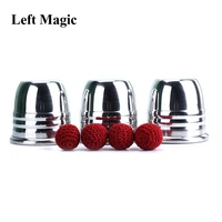 super professional aluminum three cups and balls with cup large gimmick propsmagic tricks magician close up illusion