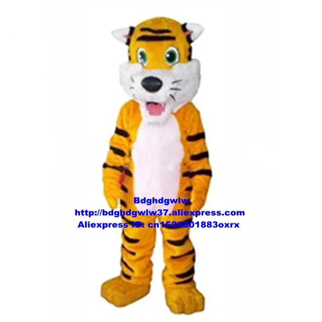 Длинный Меховой Желтый Тигр Тигра тигра талисман костюм Взрослый мультяшный