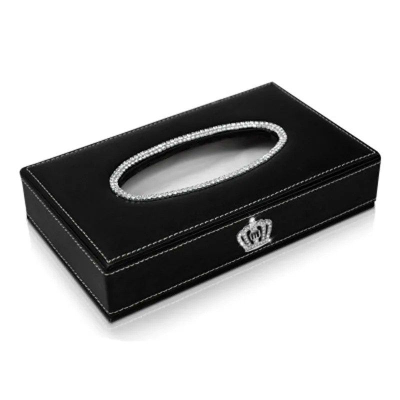 Crown Car Tissue Box square Cover Holder Ladycrystal Rhinestone Artificial Leather Red Block Type Paper Storage Case | Автомобили и