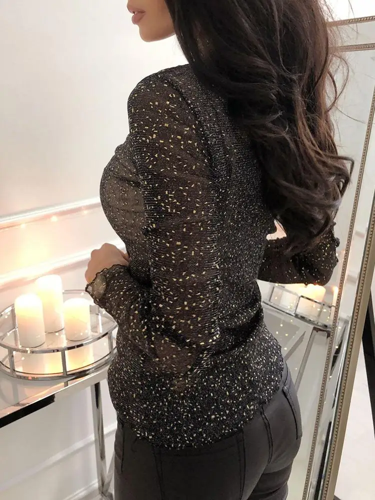 2019 женская элегантная мода базовый с длинным рукавом Офисная Рабочая Рубашка