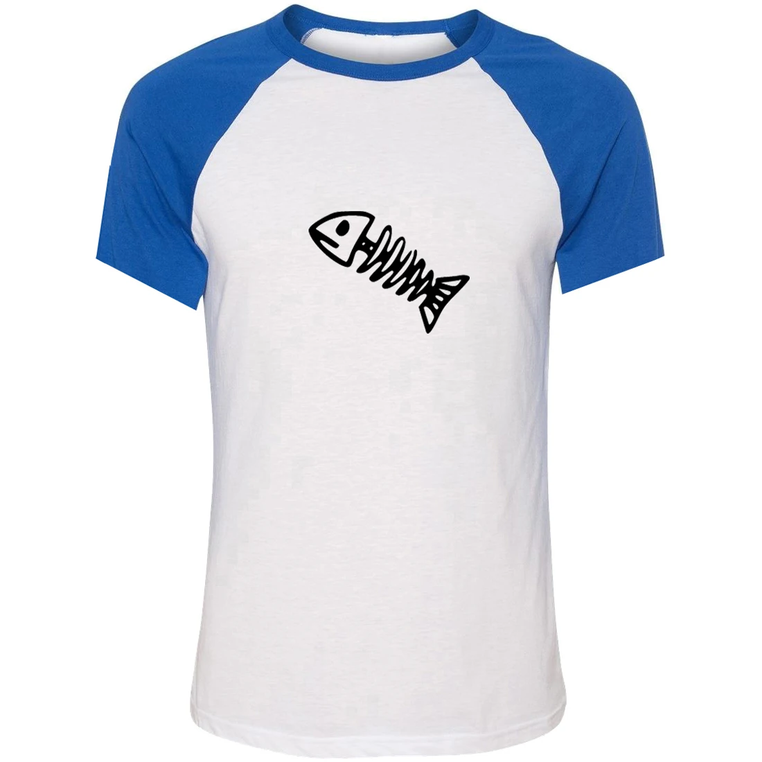 IDzn унисекс летняя футболка забавная Рыбка кость рыбья рисунок дизайн реглан