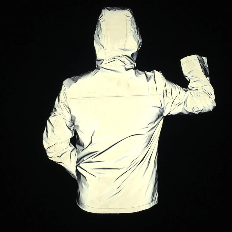 Ветровка мужская с капюшоном двубортная Водонепроницаемая Светоотражающая