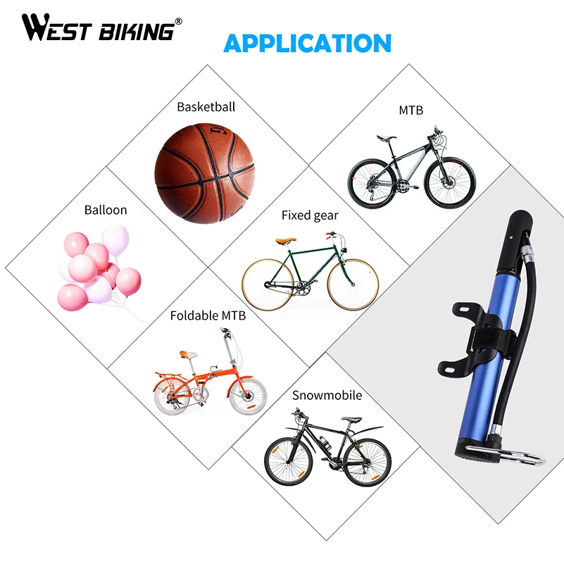 WEST BIKING велосипедный насос для велосипедных шин портативный надувной воздушный насос 100PSI Горный Дорожный велосипед аксессуары для велоспорта MTB велосипедный насос
