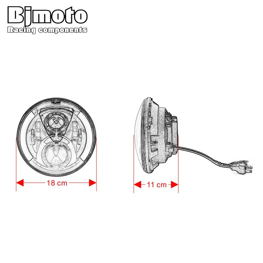 

Bjmoto 7" LED Projector High Low Headlamp turn signal Light For Harley Touring Glide Softail FLHX FLS 7inch Headlight