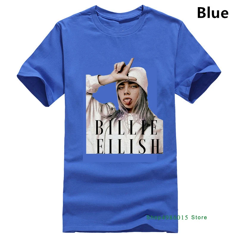 Синий Billie Eilish футболка Billie Eilish Fans белая хлопковая Мужская S-3XL от поставщика хлопковая Футболка Топ Футболка размера плюс - Цвет: Синий