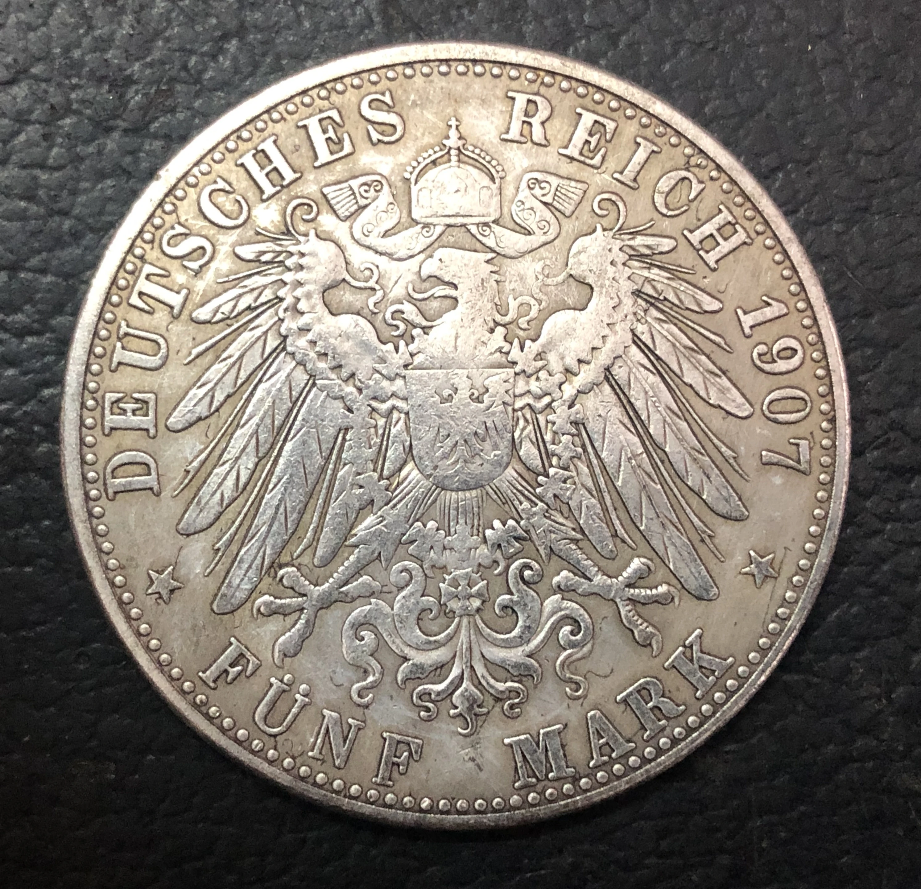 1907 G Grand duchy of Баден 5 Марк Фридрих I Посеребренная копировальная
