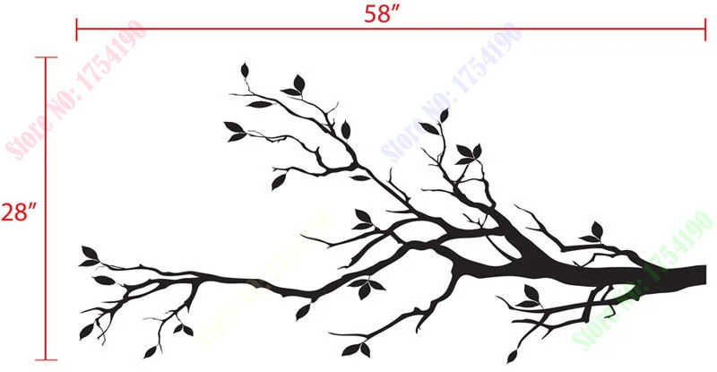 New Tree Branch with 10 birds Wall Decal Deco Art Sticker Mural 58inX28in