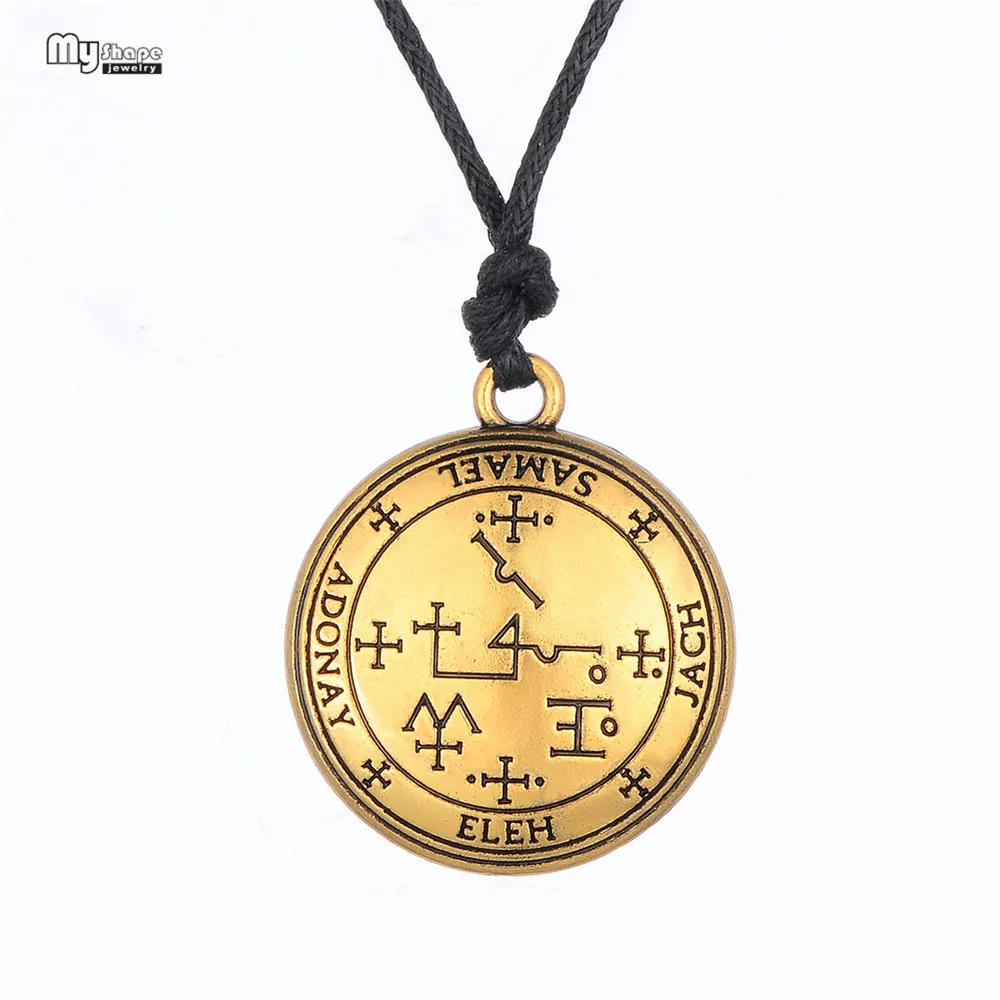 My Shape Joint Archangel Samael Enochian Talisman Pendant Statement Necklace Men Amulet Angel Necklaces for Women Wax Rope Chain | Украшения