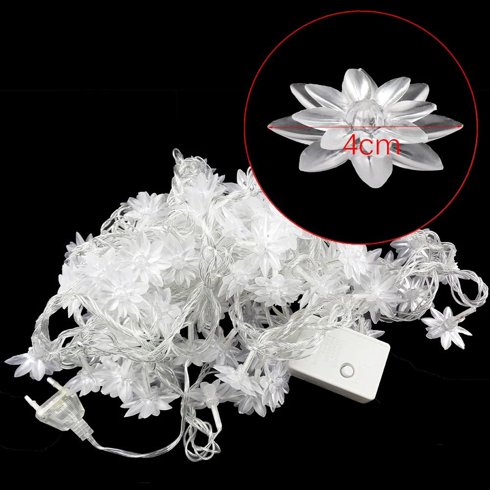 

10m 100 Lotus LED String Light Flower Lights Fairy Garland For Outdoor Garden Party Christmas Wedding Decoration Lighting JQ