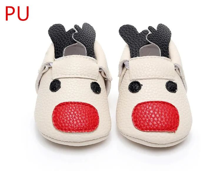 

New PU leather reindeer style baby moccasin shoes Fancy unique Newborn toddler baby shoes First Walker boot soft soled