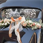 Виниловые наклейки с именем и датой на заказ, декор для свадебного автомобиля, персонализированные имена жениха и невесты, LC777