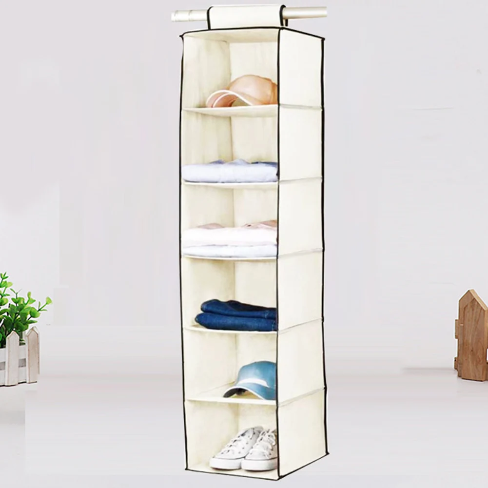 6 Section Storage Hanging Wardrobe Tidy Organiser Shelves Garment Shoe | Дом и сад
